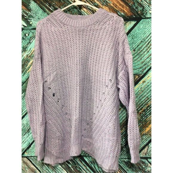 90’s American Eagle Lavender Chunky Knit Oversized Sweater Size Small 🦅 - Picture 9 of 12